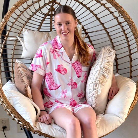 FMH - Damen Sommer Pyjama Set/ Hausanzug Sweet Pink