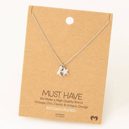Fame - Collana con stivali da cowboy western e stella dorata/argento