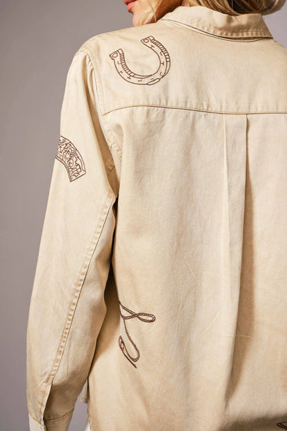 Blue B - Western Embroidered Snap Button Shirt
