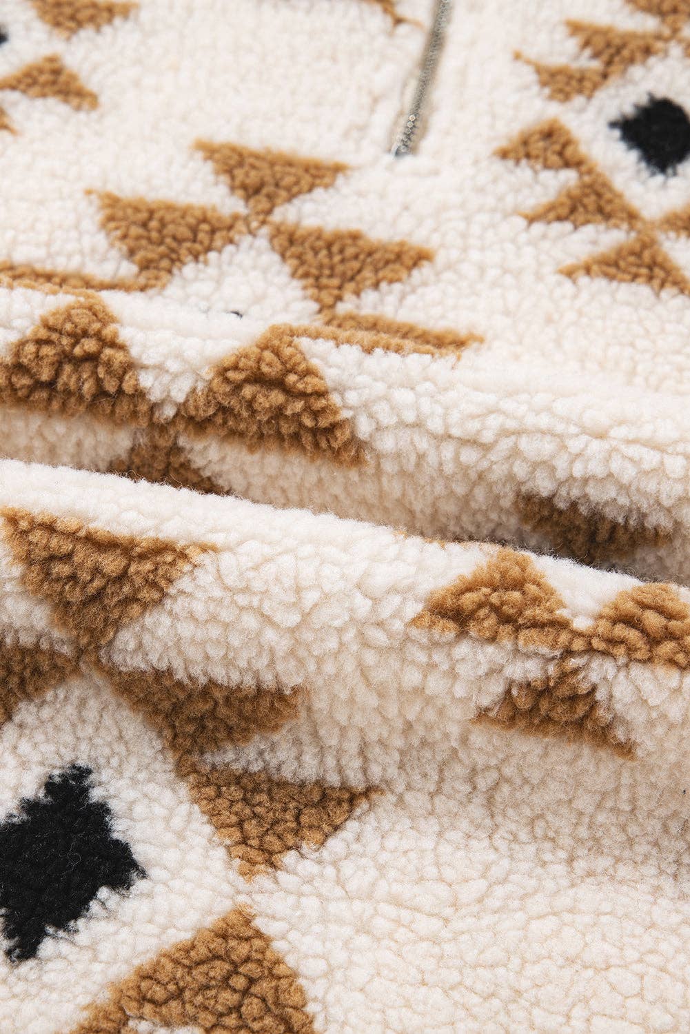 Pretty Bash - Western Aztec Sherpa Sweatshirt met 1/4 zip