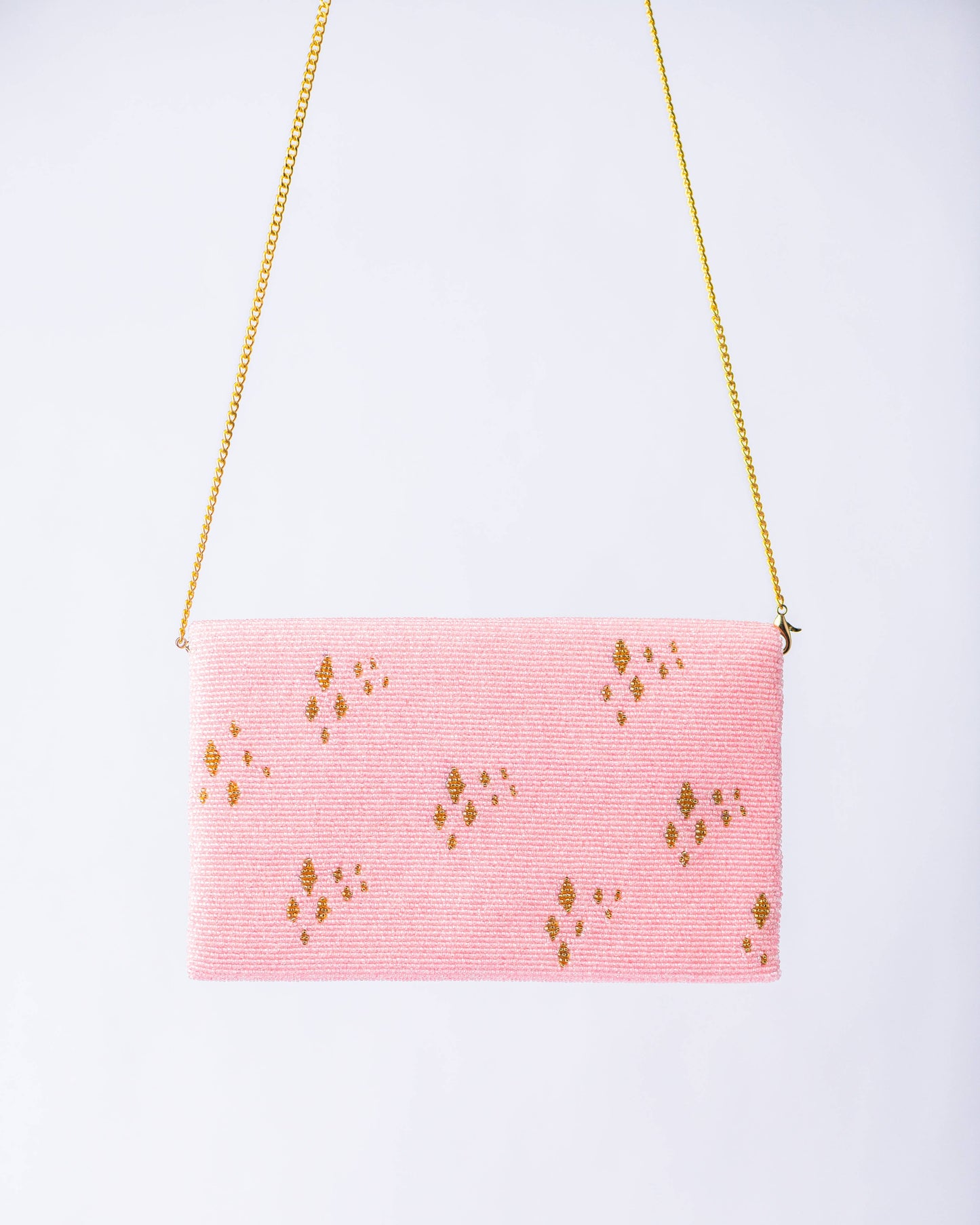 Pria Handmade - Beaded Bag schoudertas clutch Howdy Y'all lichtroze