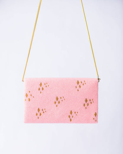 Pria Handmade - Perlen-Tasche Umhängetasche Clutch Howdy Y'all Hellrosa