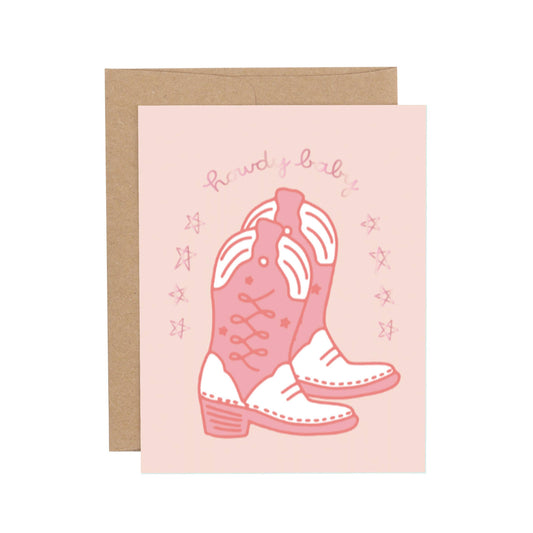 Callie Danielle - Howdy Baby Western Pink greeting card
