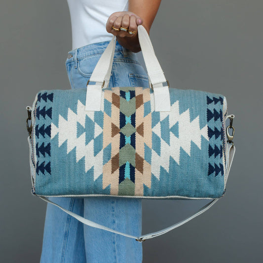 Panache Apparel Co - Bolsa de viaje western azul, crema y marrón claro