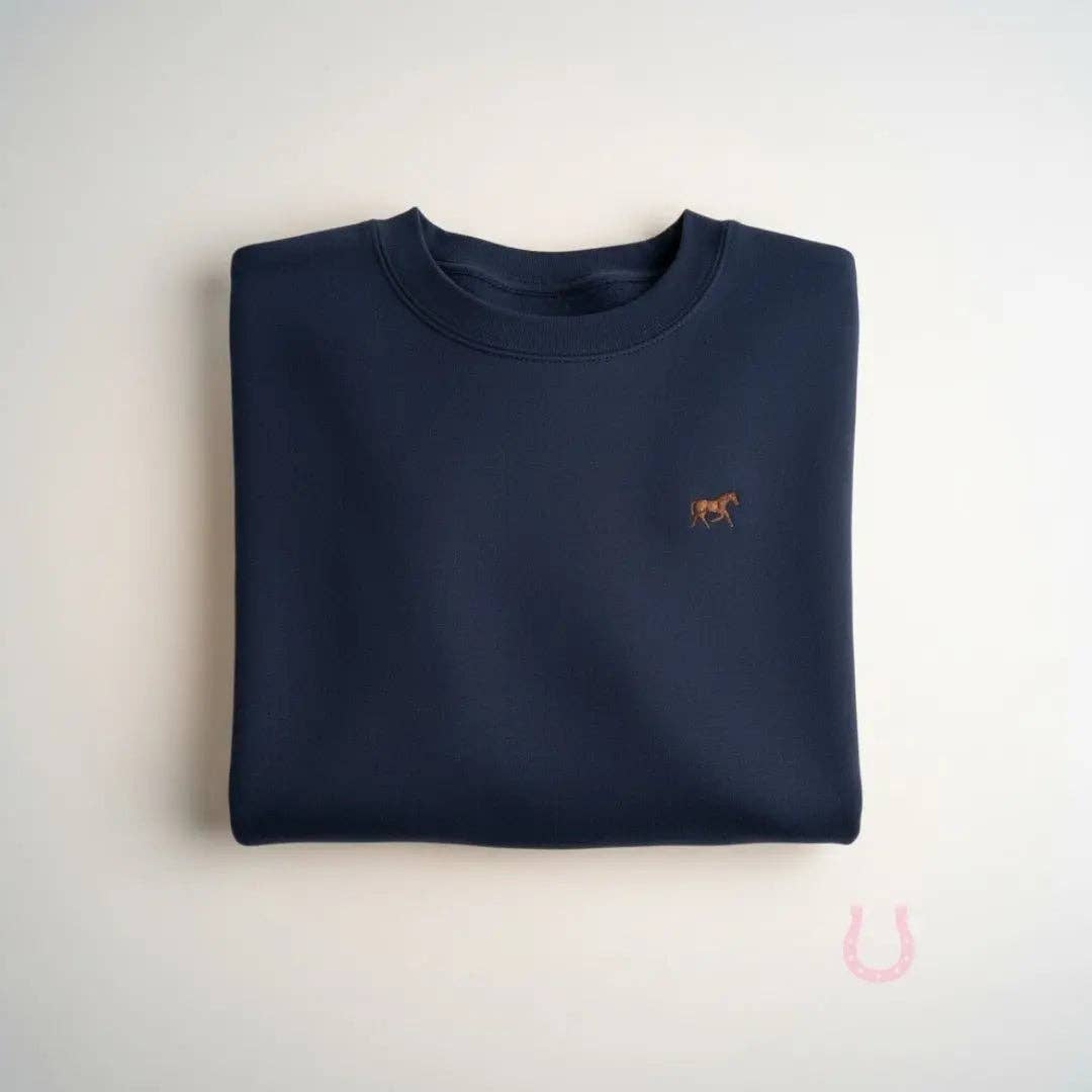 Bridle Up Hope - Heritage Navy Embroidered Horse Sweatshirt