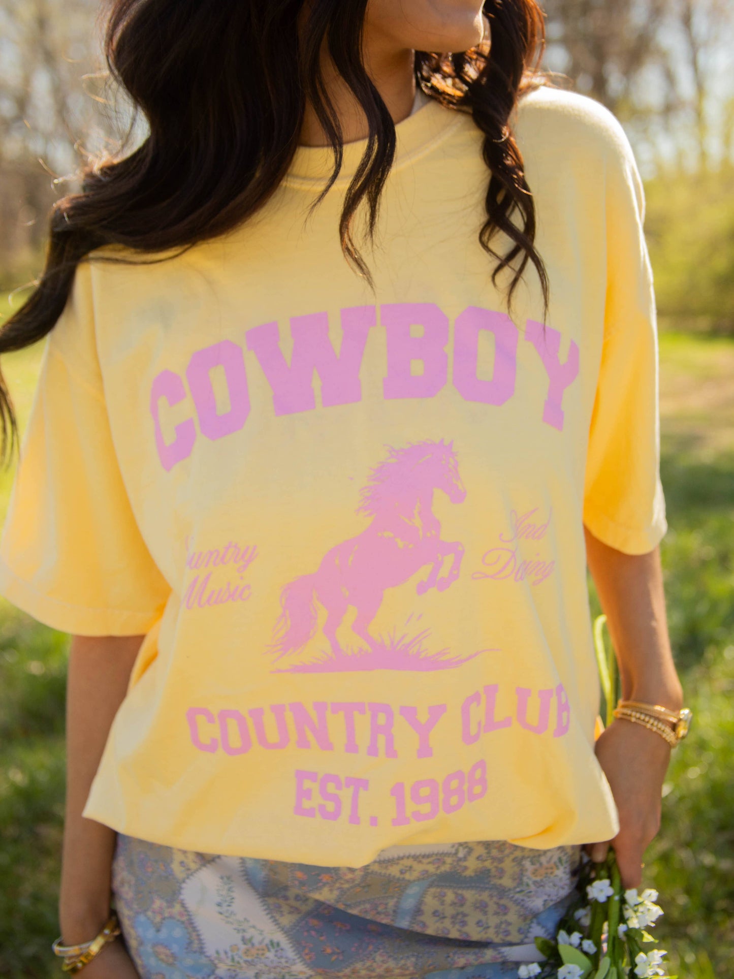 Charlie Southern - Cowboy Country Club t-shirt pastelgeel roze