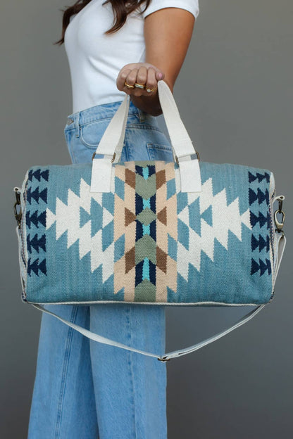 Panache Apparel Co - Blauw, Crème & Tan Western Reistas weekendtas