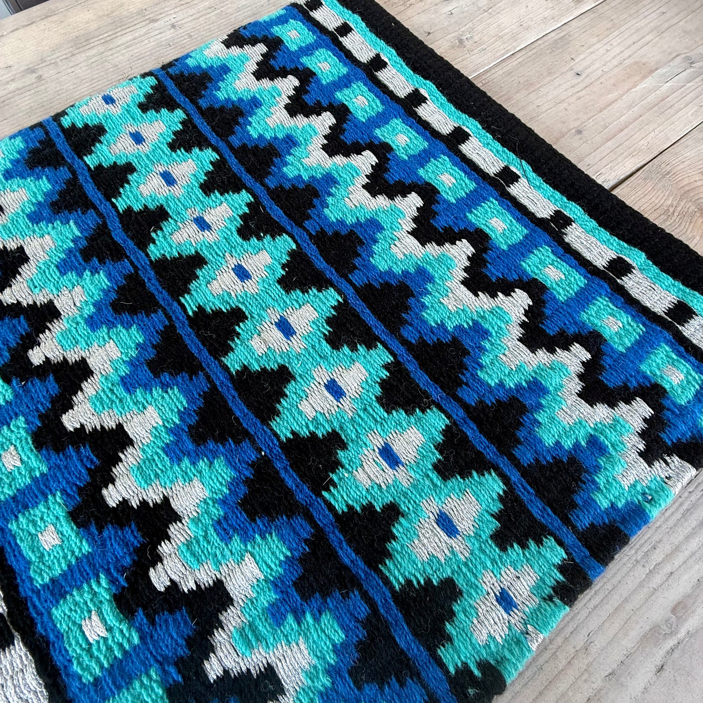 SB041 - Western oversized showblanket A - Zwart, turquoise, kobalt blauw