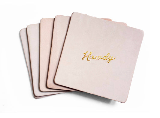 Portmanteau - Howdy Embossed Leren Onderzetter Set Western Onderzetters