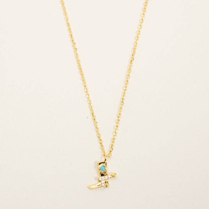 Designature - Collana stivali western rodeo placcata oro con turchese e zirconi cubici
