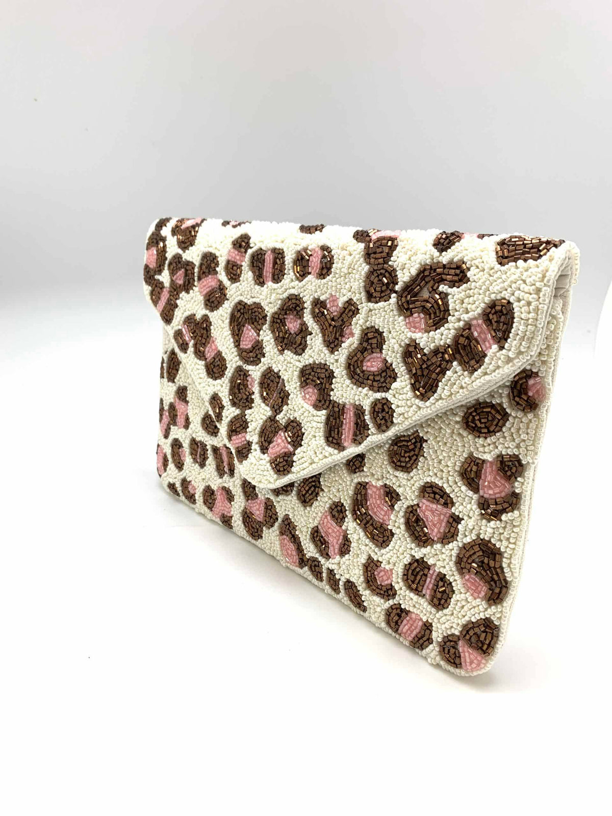 Pizzazz Inc - Roze luipaardclutch met kralen