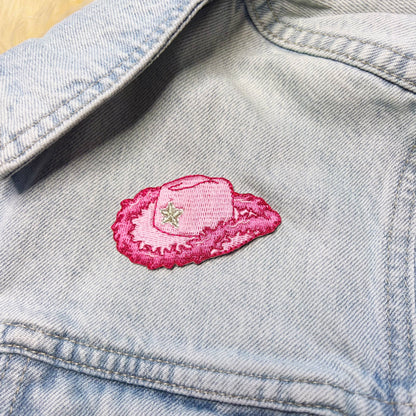 Wildflower Co - Roze cowgirl hoed patch strijkapplicatie