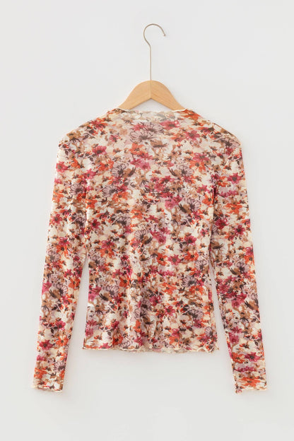 Pretty Bash - Bloemen Mesh Top Lange Mouwen