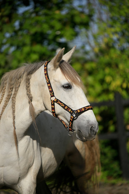 FMH - Geborduurd nylon halster met padding ‘Nomad Spirit Original’
