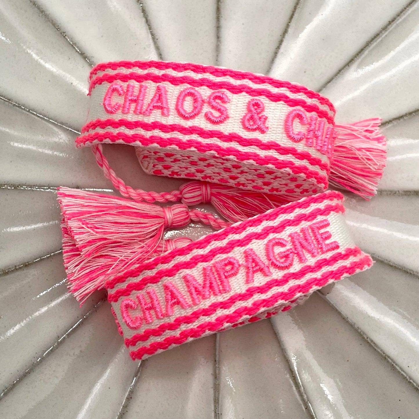 Parsley & Pepper - Chaos & Champagne armband wit/ roze