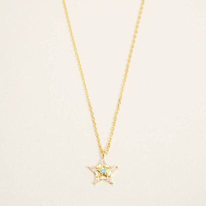 Designature - Collana spilla sceriffo cowgirl western placcata oro con turchese