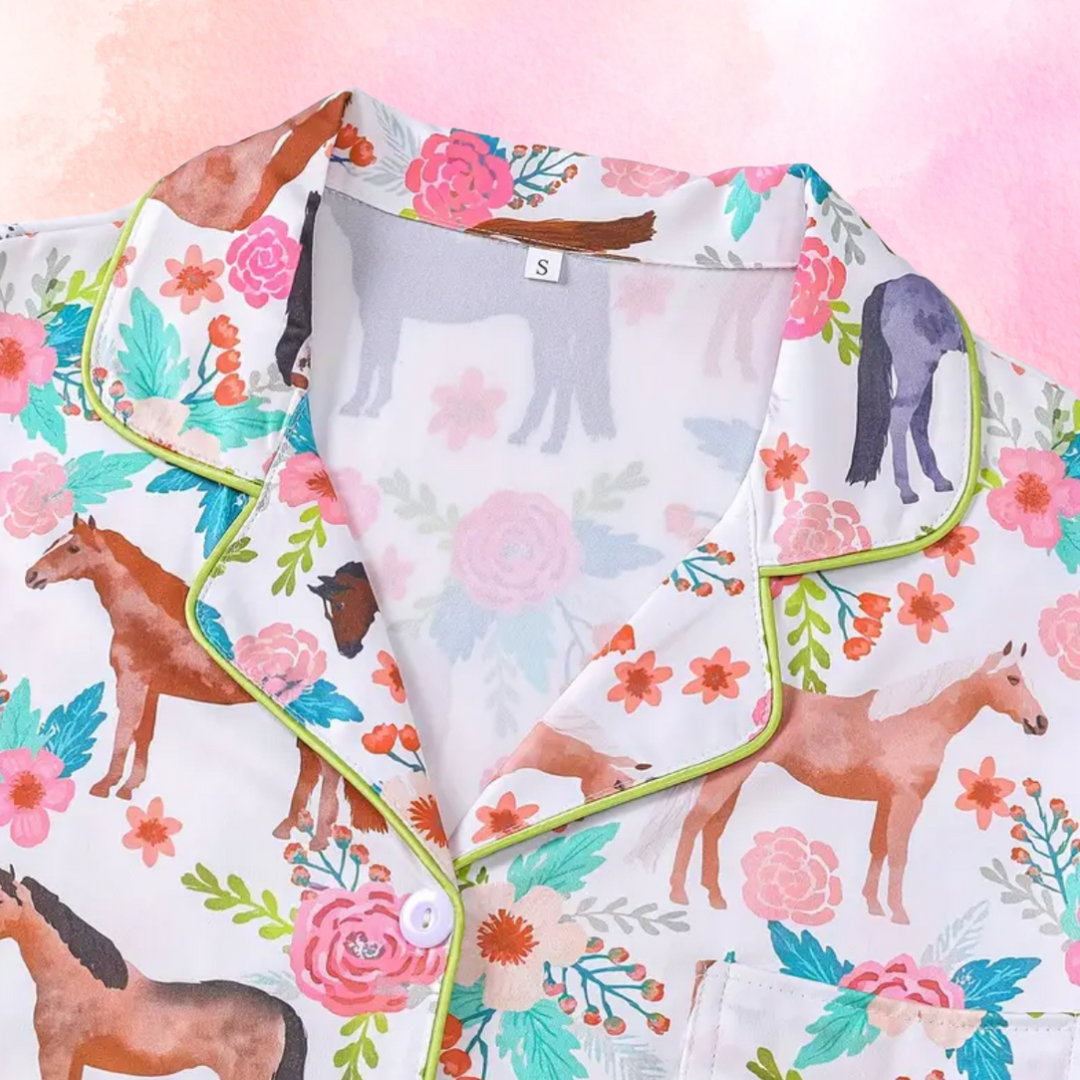 FMH - Damen Sommer Pyjama Set/ Hausanzug Colourful Horse