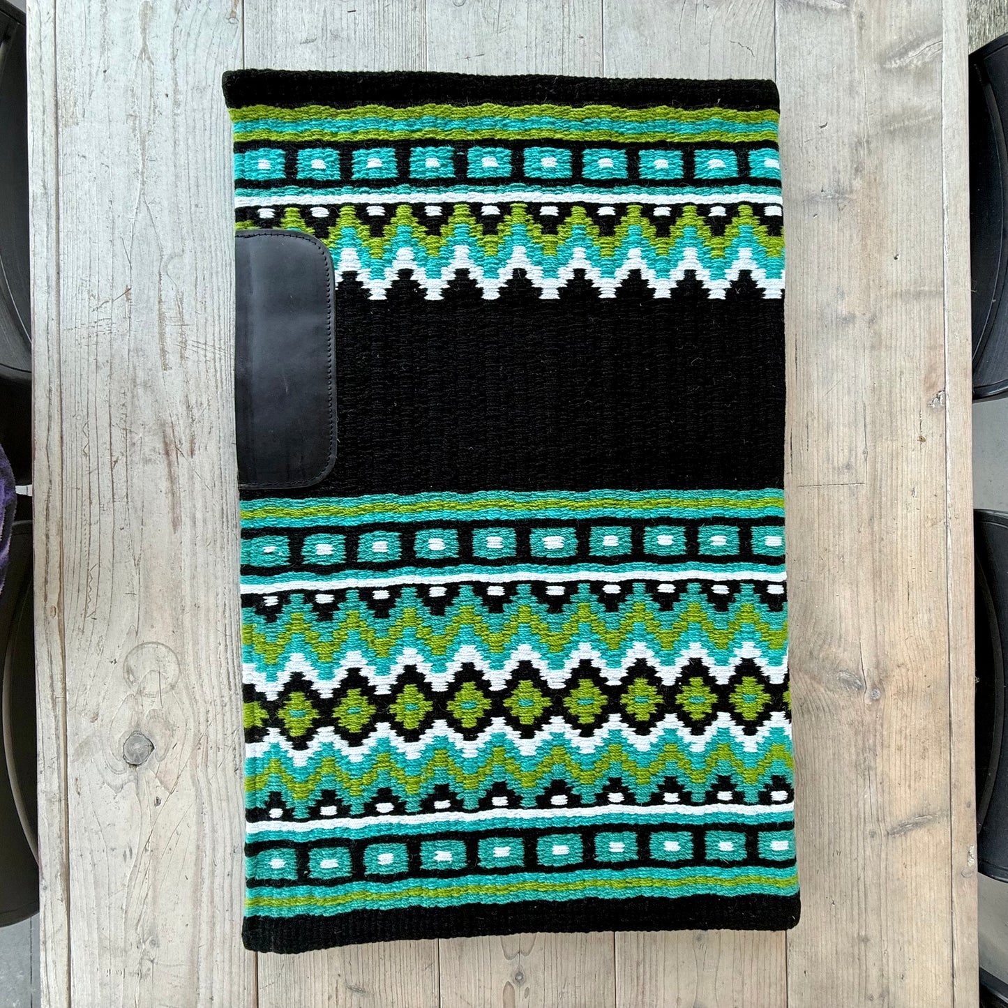 SB045 - Western oversized showblanket A - Zwart, groen, turquoise
