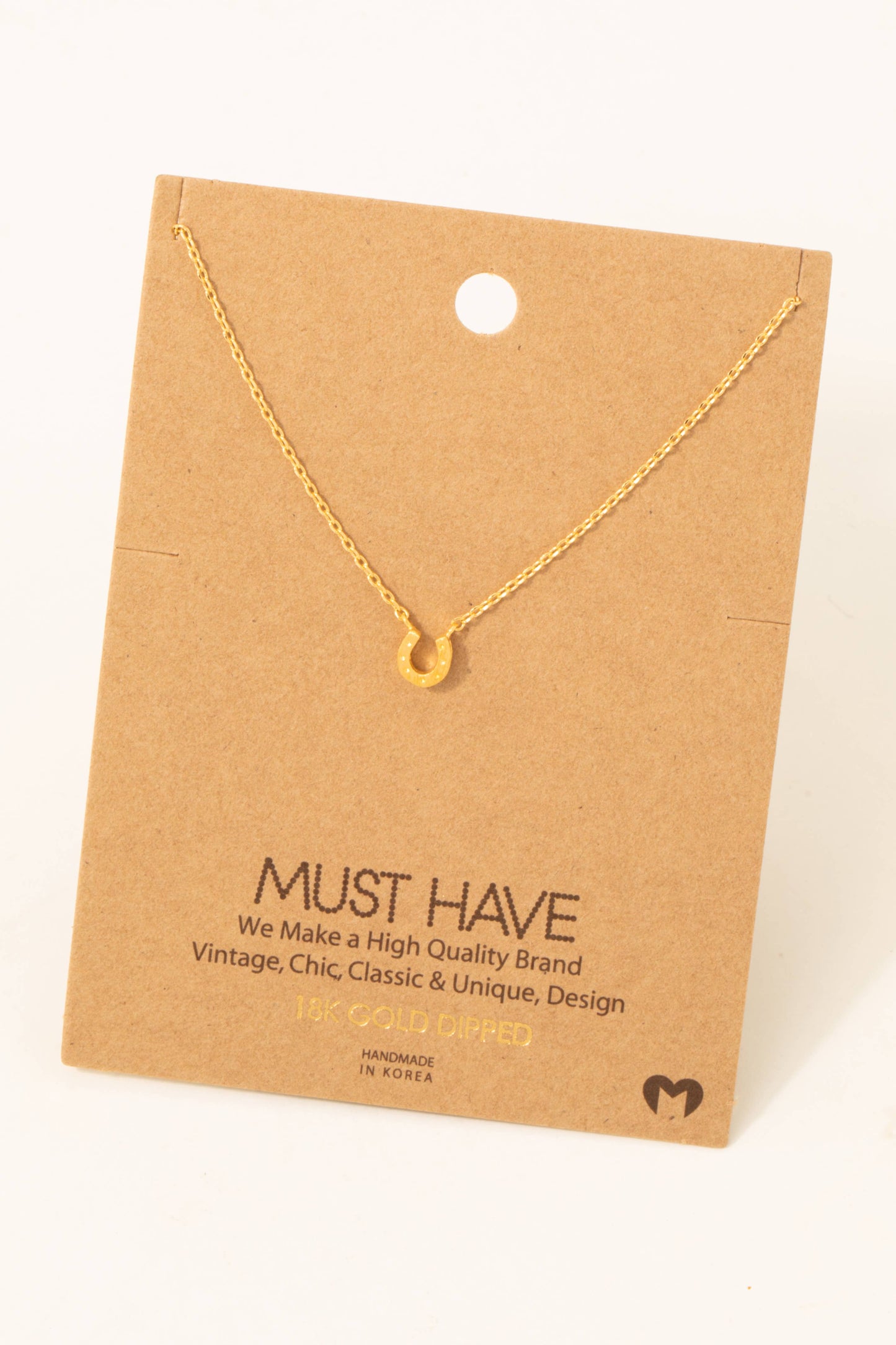 Fame - Collana con ciondolo mini ferro di cavallo dorato