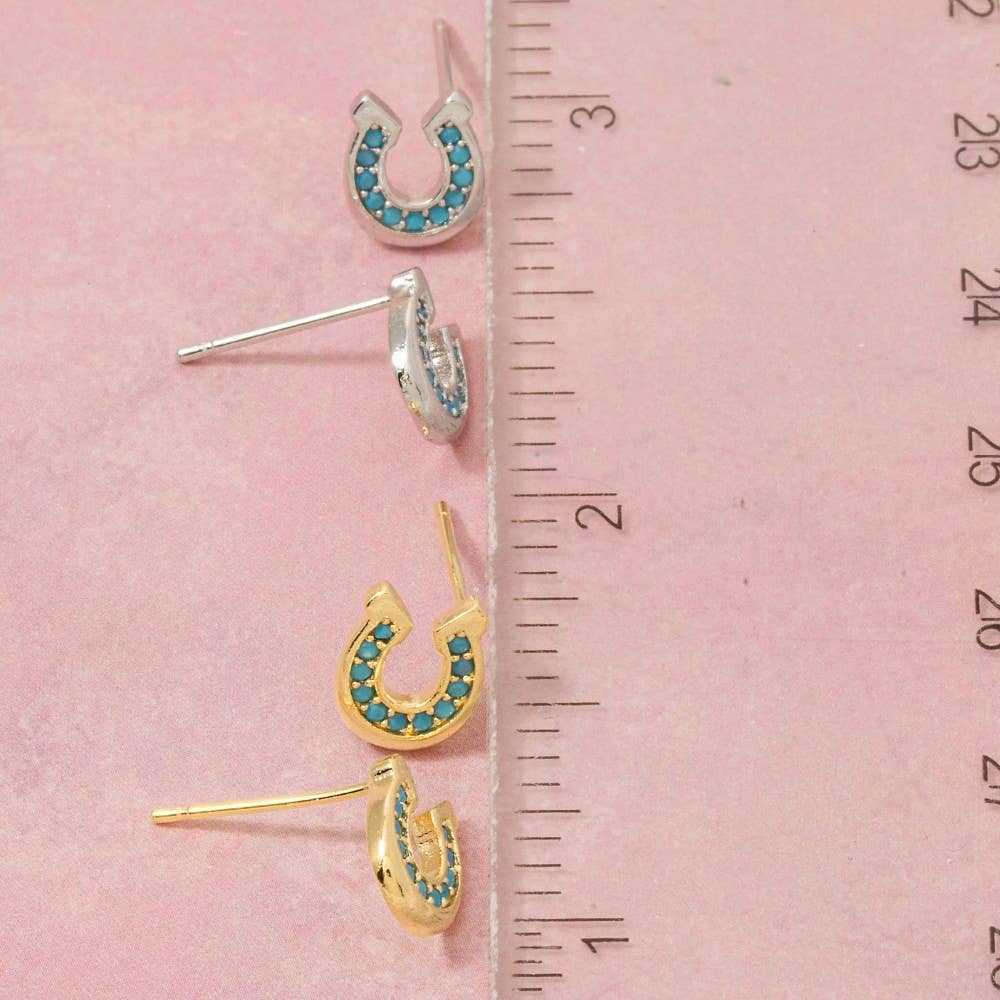 Fame - Clous d’oreilles fer à cheval western turquoise