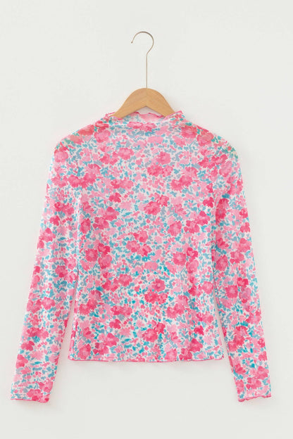 Pretty Bash - Bloemenmesh lange mouwen coltrui top