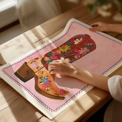 Seven Icons - Kunstdruck Cowgirl Stiefel A4/A3/A2