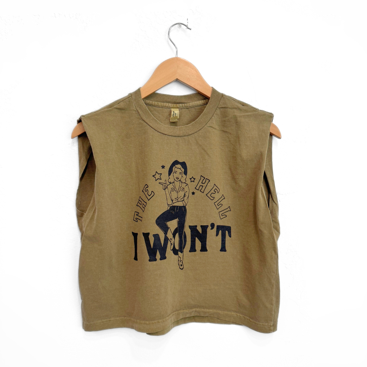 The Montana Scene - T-shirt The Hell I Won't Muscle verde militare sbiadito