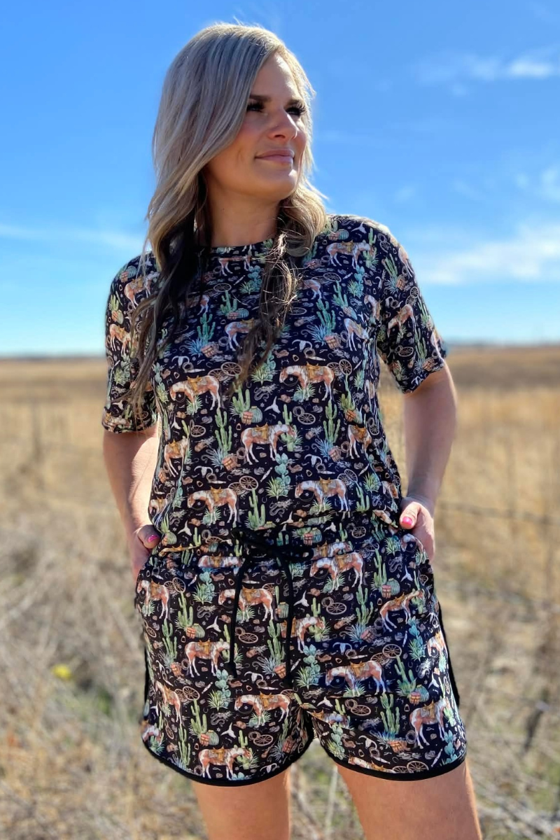 Sterling Kreek - Camisa top Cactus Run con estampado country