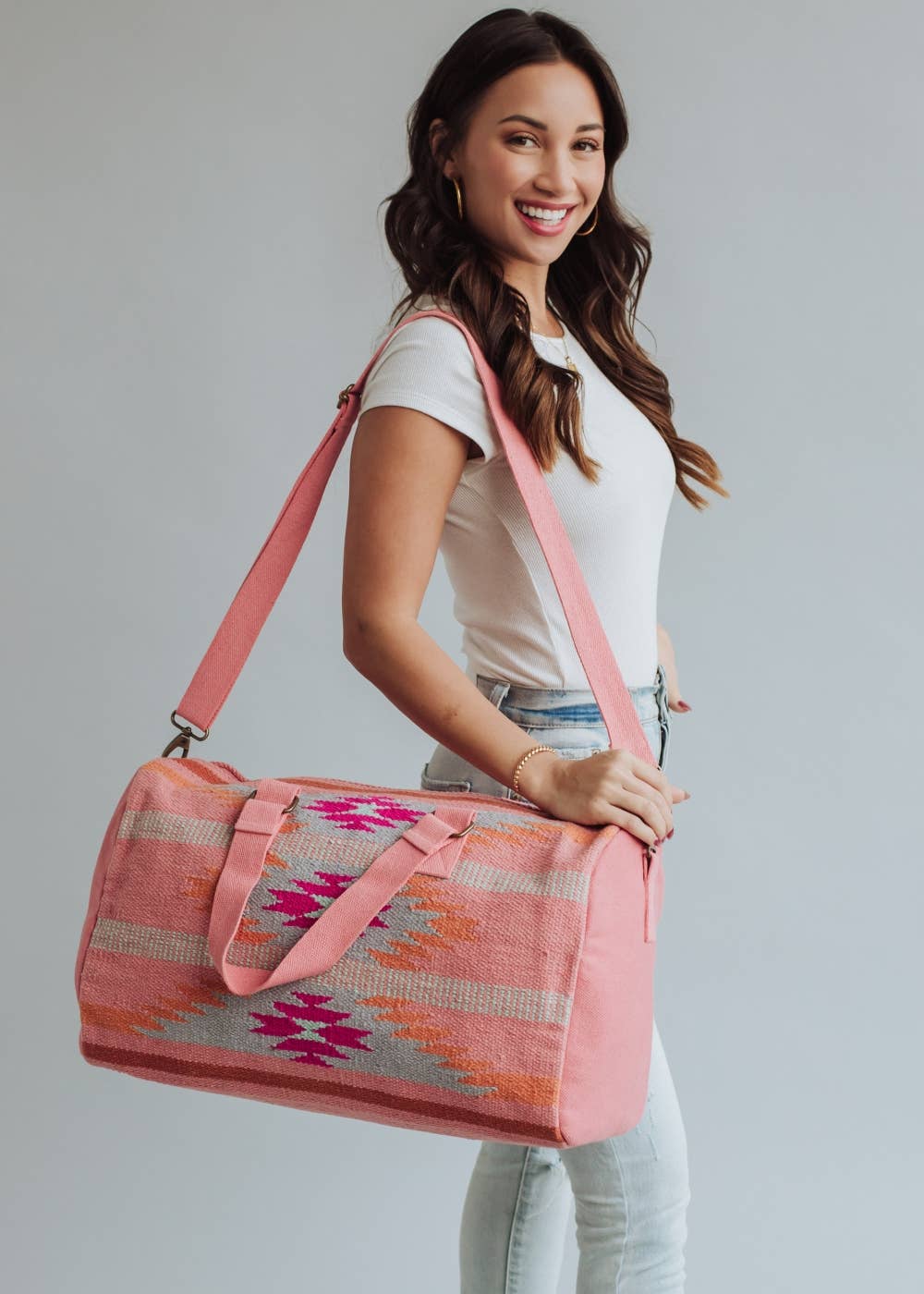 Panache Apparel Co - Borsa da viaggio weekend azteca arancione, rosa acceso e ardesia
