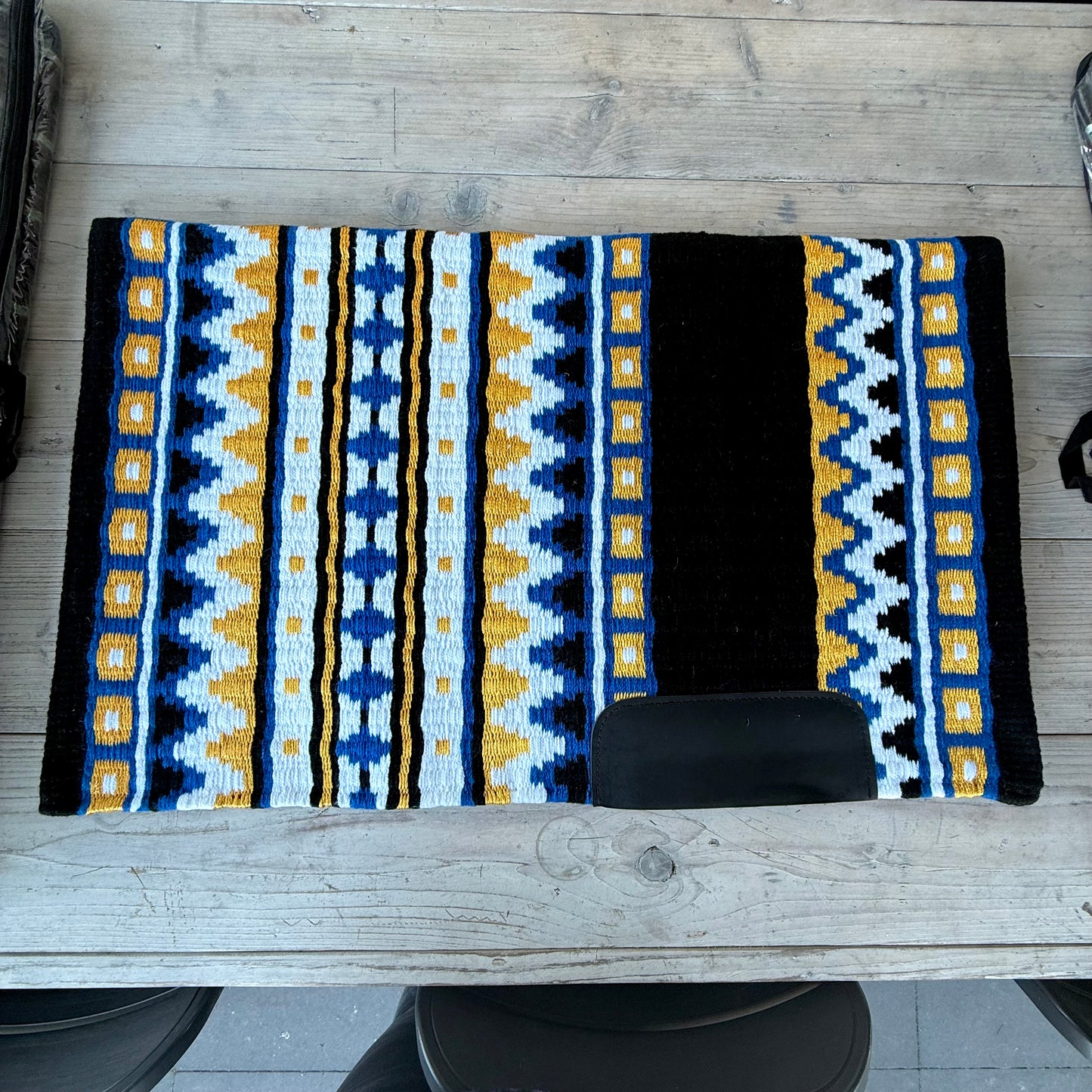 SB060 - Western oversized showblanket A - Zwart, blauw, goud