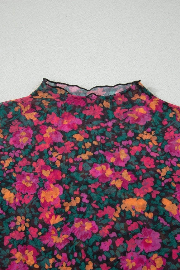 Pretty Bash - Flower Mesh Top short sleeves