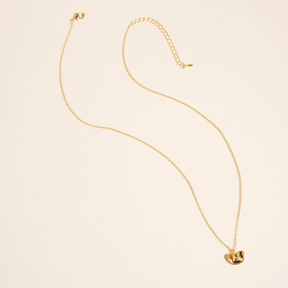 Designature - Gold Plated Western Cowboy Hat Rodeo Necklace