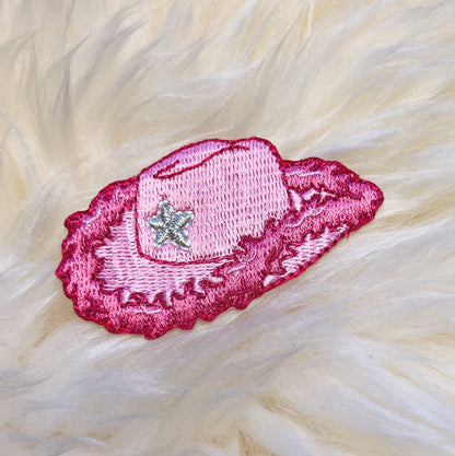 Wildflower Co - Roze cowgirl hoed patch strijkapplicatie