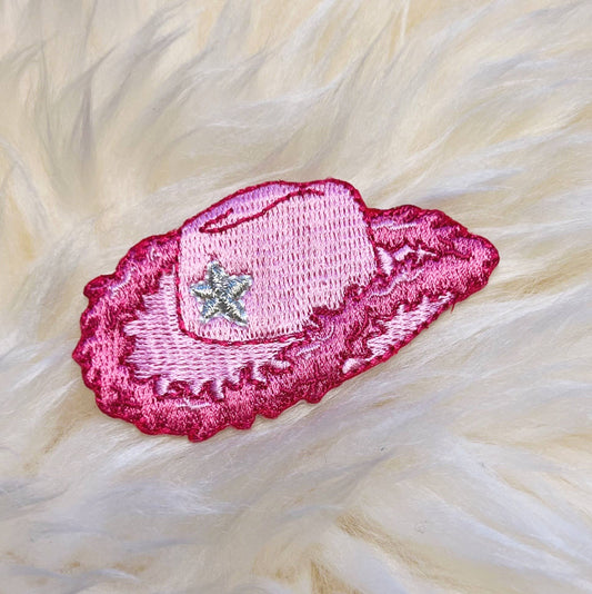 Wildflower Co - Roze cowgirl hoed patch strijkapplicatie