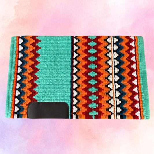 OP=OP - SB021 - Western oversized showblanket B - Turquoise, oranje, rood