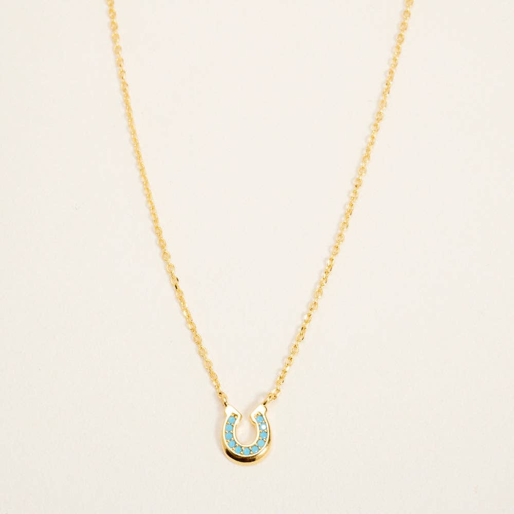 Designature - Gold-plated rodeo horseshoe western necklace with turquoise