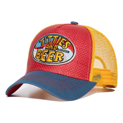 King Kerosin - Trucker-Cap Titties & Beer beige/blau