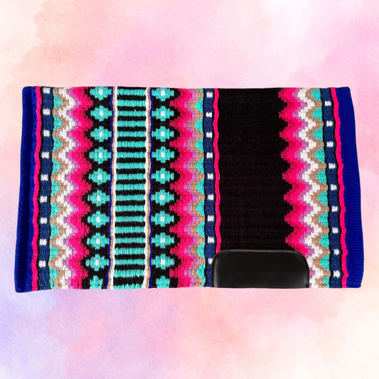 SB028 - Western oversized showblanket A - Zwart, blauw, roze, turquoise
