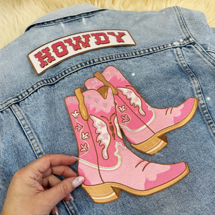 Wildflower Co - Pink Cowgirl western XL rugpatches Laarzen/ Howdy