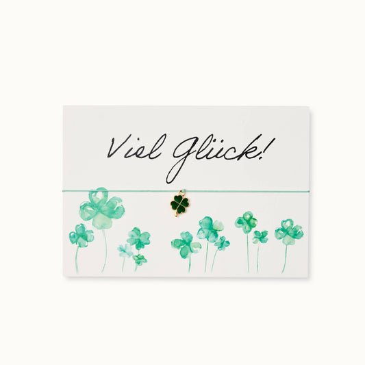 ByVivi - Armband mit Karte: Viel Glück! Glücksklee