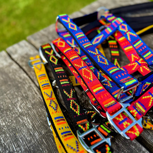 FMH - Cabestro de nylon bordado con acolchado ‘Nomad Spirit’ azul