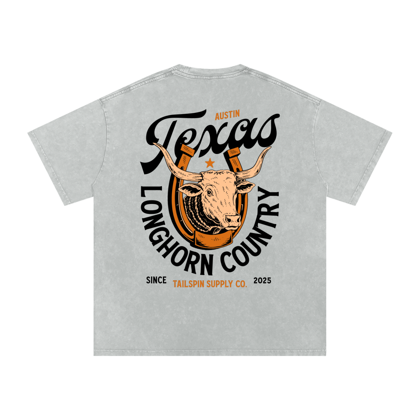 Tailspin - T-shirt unisexe gris clair Longhorn Country Austin Texas