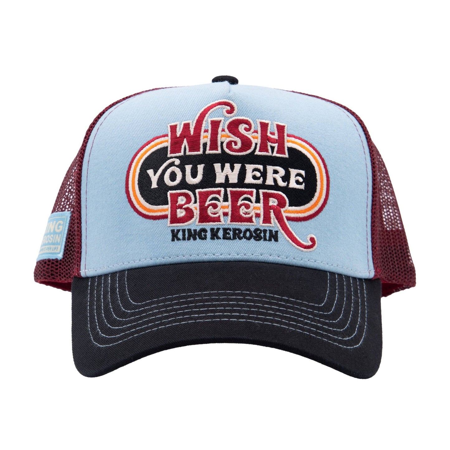 King Kerosin - Casquette trucker Wish You Were Beer en bleu clair/bordeaux