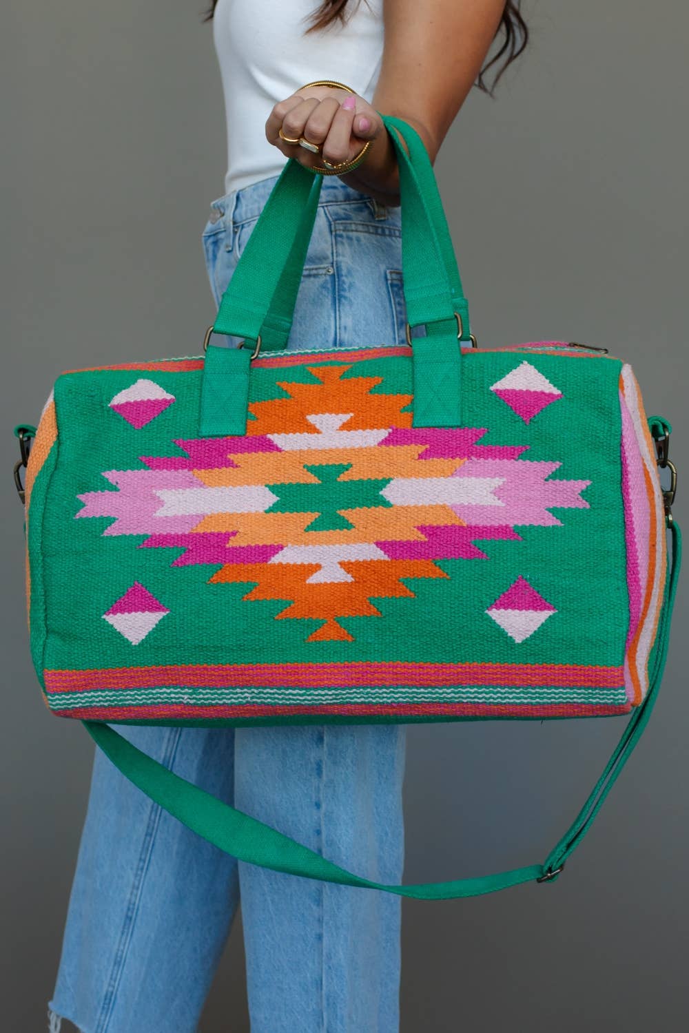 Panache Apparel Co - Groene, Roze & Oranje Western Duffeltas weekendtas