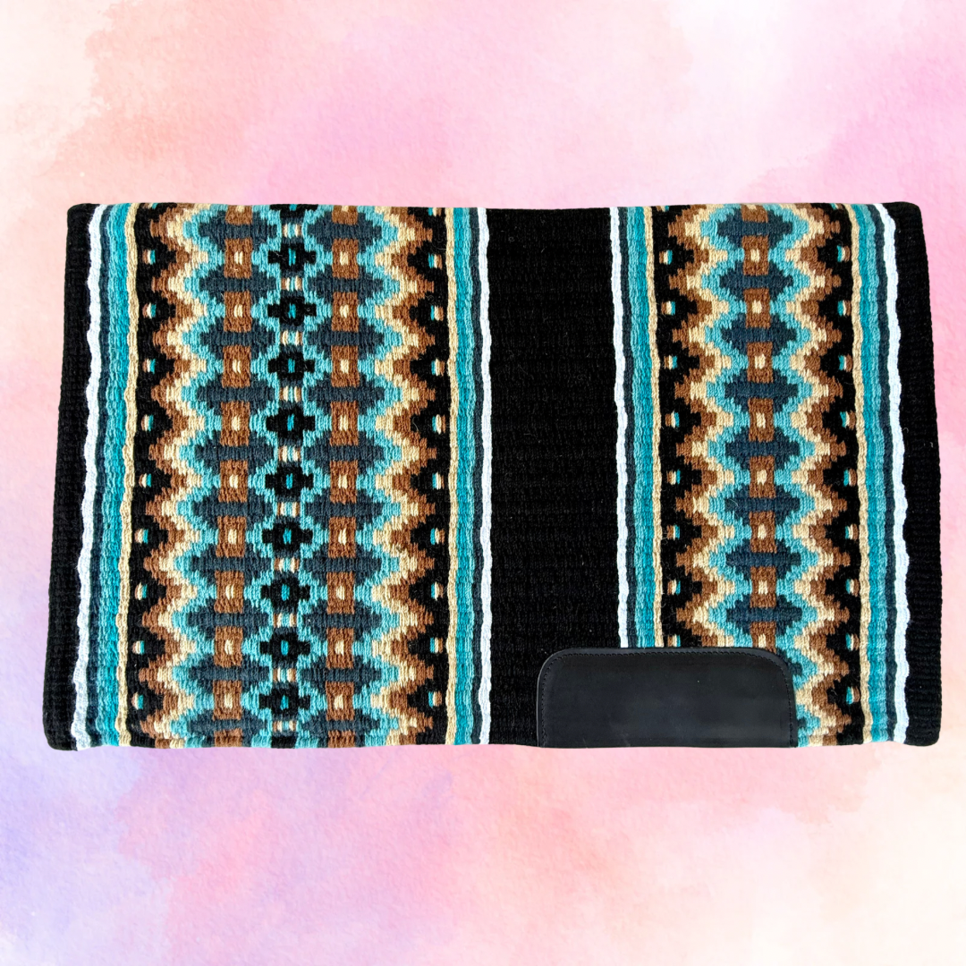 SB047 - Western oversized showblanket A - Zwart, camel, grijsblauw