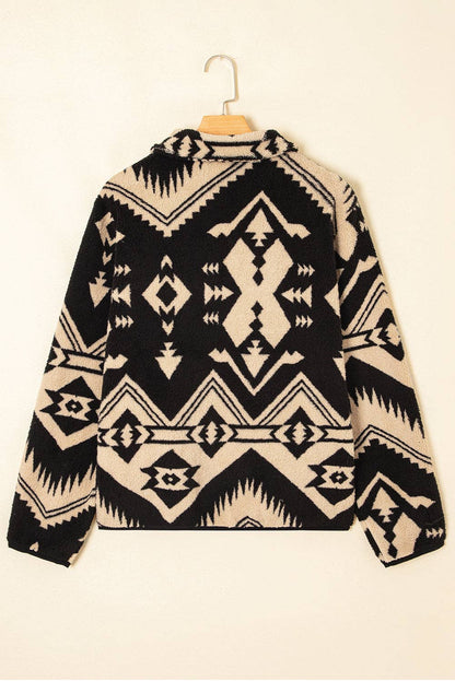 Pretty Bash - Western Aztec Fleece Half Zip Sweatshirt