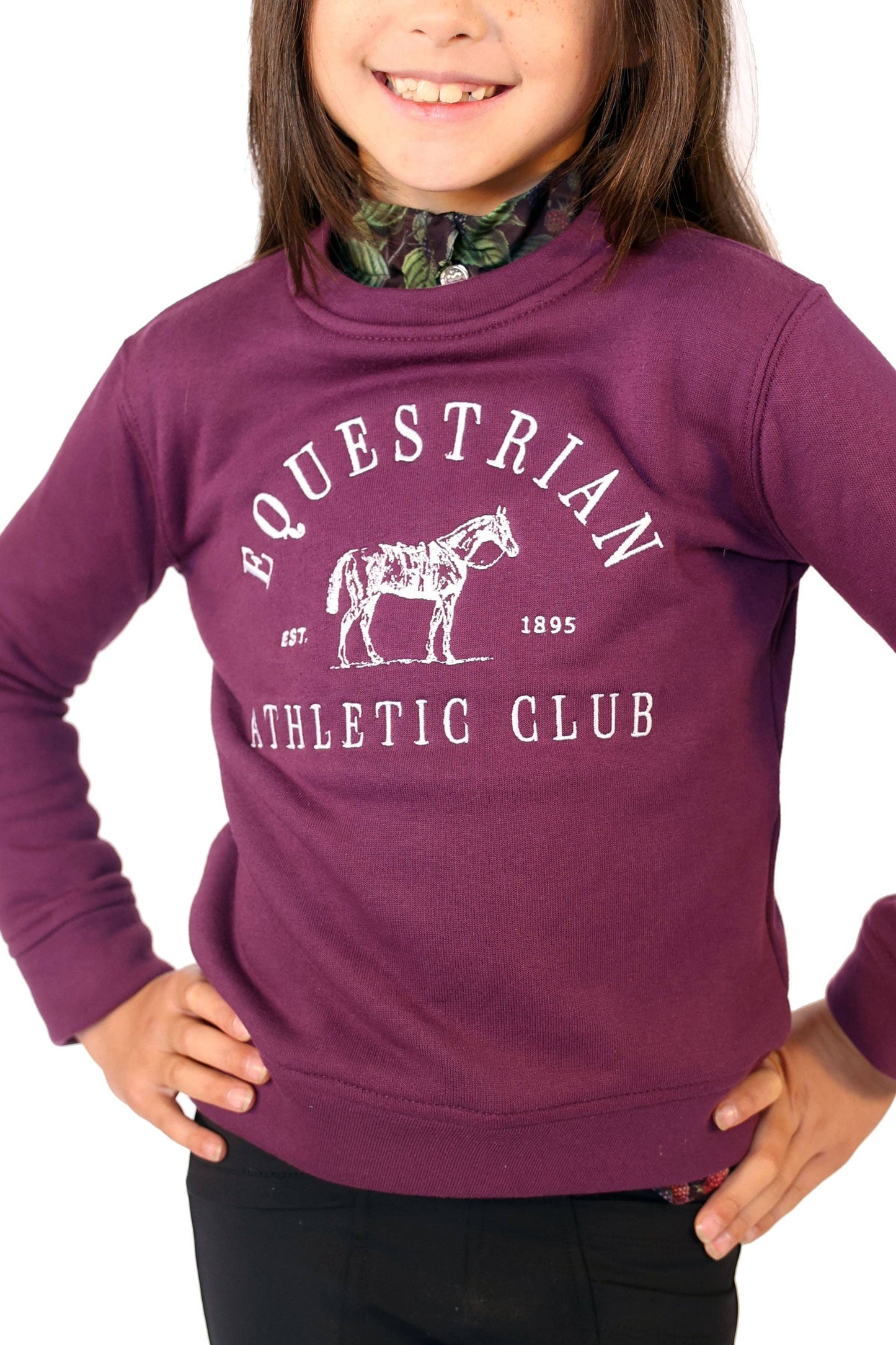 Dapplebay - Equestrian Athletic Club Sweatshirt Kinderen (Evergreen/ Plum)