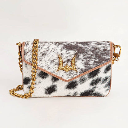 Myra Bag - Loyal West On The Go Mini kettingtas koeienhuid zwart & wit