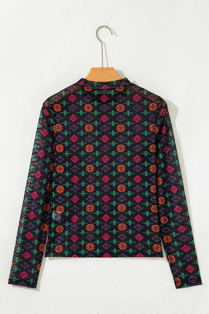 Pretty Bash - Western Aztec Mesh top lange mouw