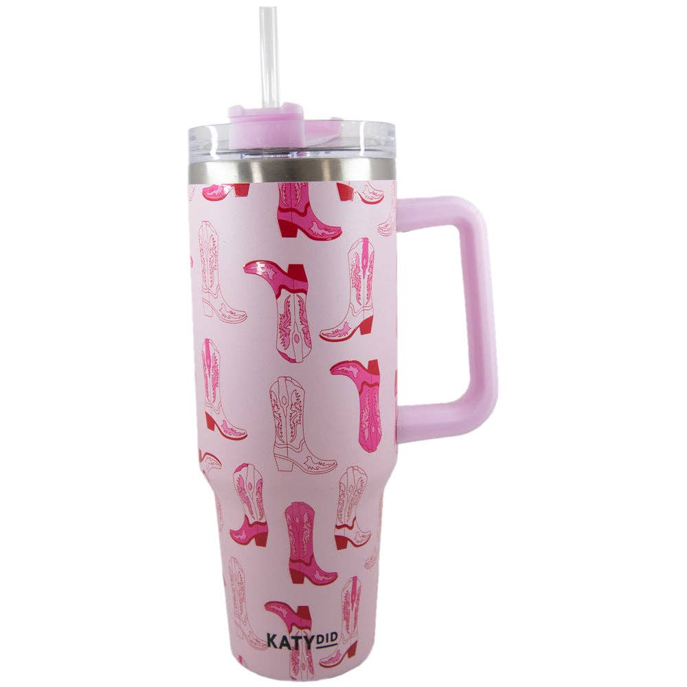 KatyDid - Tumbler Lichtroze westernlaarzen thermosbeker 1,18L